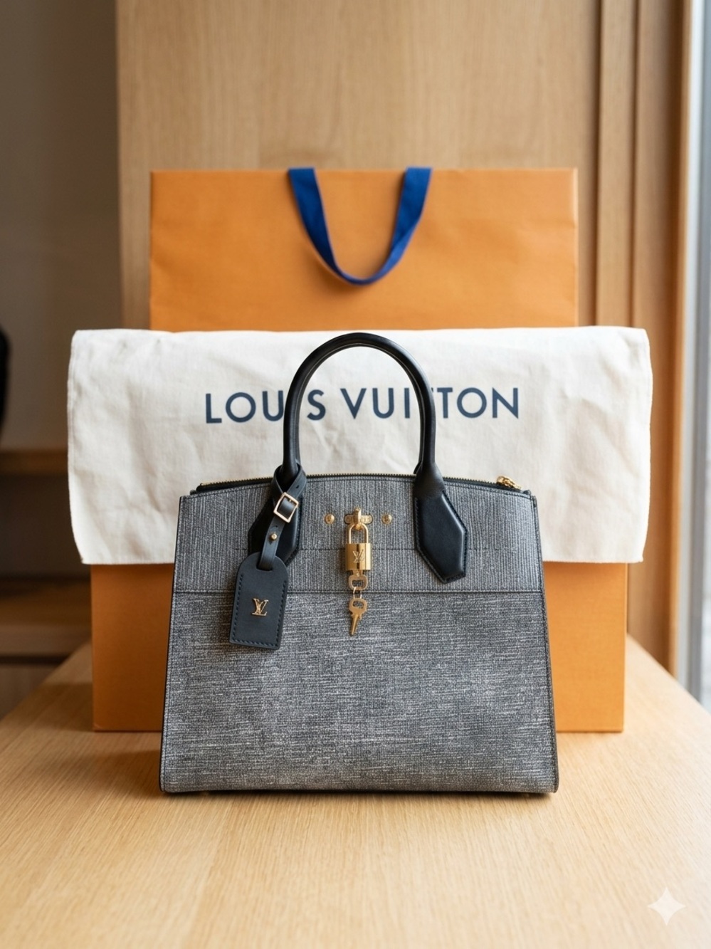 Louis Vuitton Gray and Black City Streamer bag  with Gold Hardware.Used one time - Picture 2 of 2
